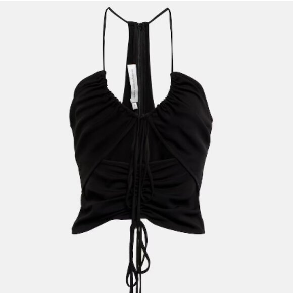 Christopher Esber Black Ruched Cut-Out Halter Top - Picture 1 of 8